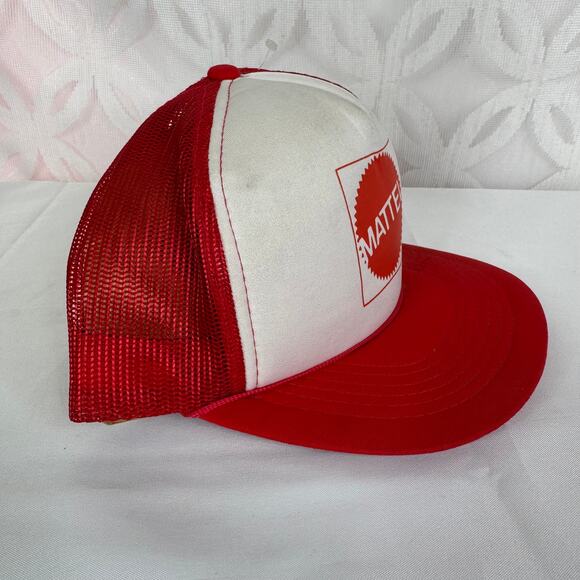 Vintage Mattel Logo 80s K Studio Pocket Cap Mesh Red Trucker Snapback Hat - Picture 7 of 12